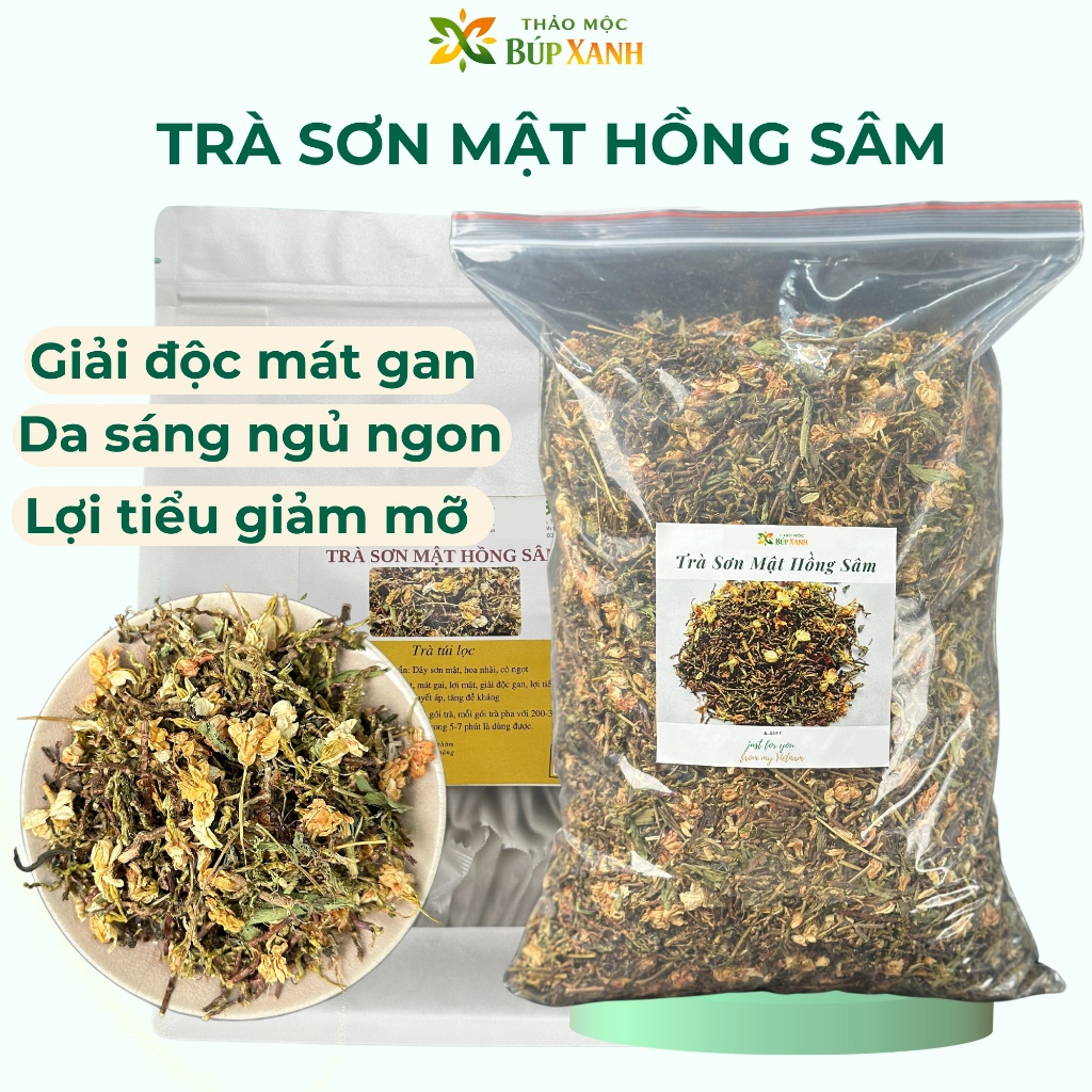 Trà sơn mật hồng sâm 1kg loại 1 pha trà hằng ngày, thơm mát, thanh nhiệt, ngủ ngon Thảo Mộc Búp Xanh