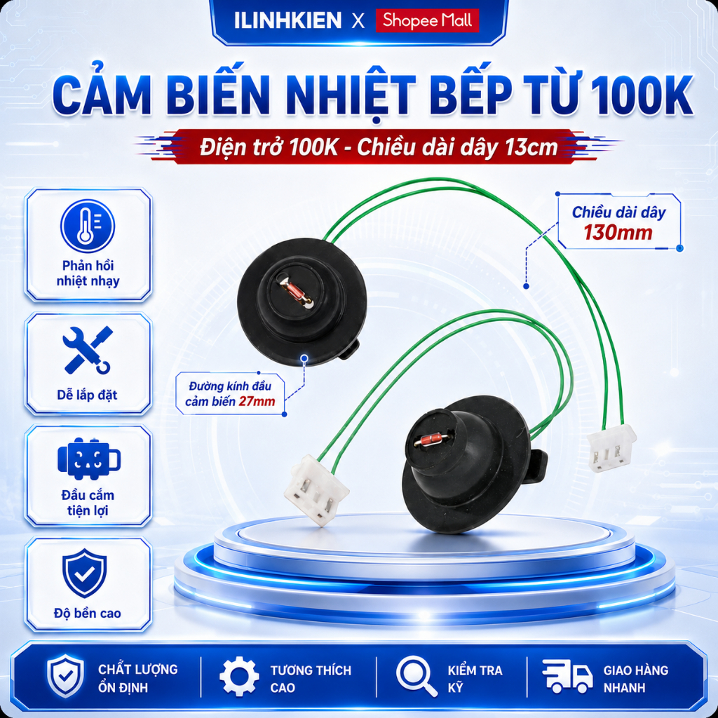 Cảm biến nhiệt bếp từ 100K màu xanh chính hãng Ilinhkien