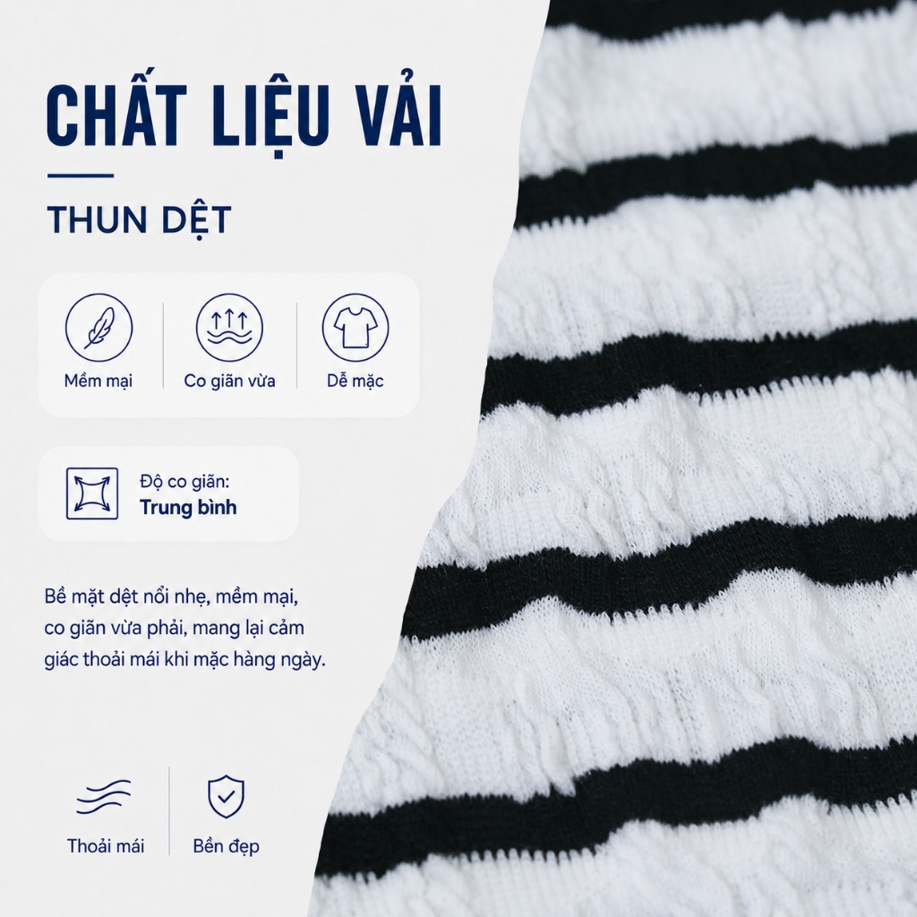 Áo Thun Nữ Tay Ngắn GUMAC Form Slim Phối Sọc Chất Cotton Dệt Mềm Mát Co Giãn Dễ Phối LATF0514