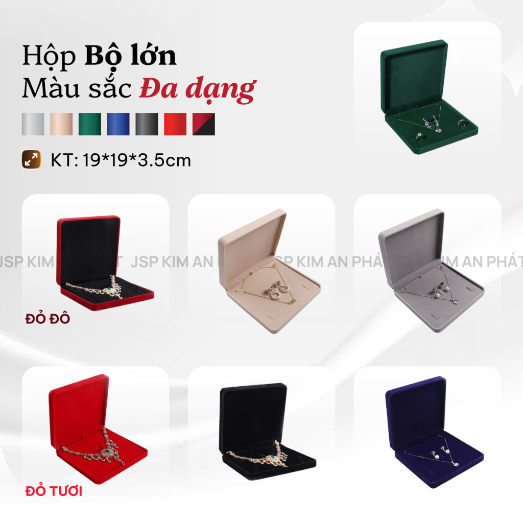 Hộp kiềng cưới JSP hộp đựng vàng cưới nhung hộp đựng chuỗi ngoc trai nhẫn dây chuyên hộp đựng kiềng
