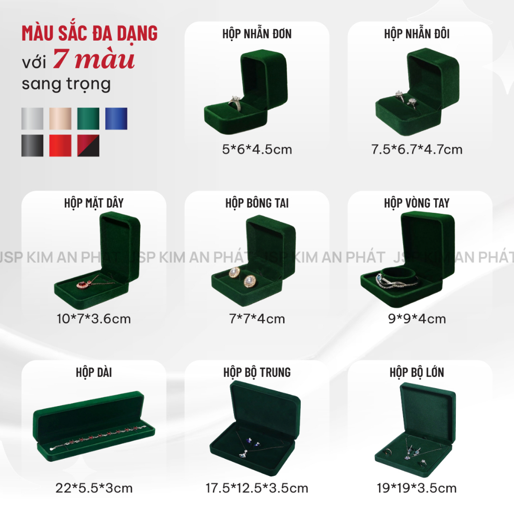 Hộp nhung đựng trang sức JSP nhận in Logo hộp đựng nhẫn dây chuyền vòng tay khuyên tai hộp nhẫn cưới