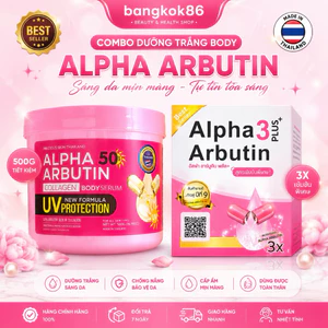 Combo Kem Dưỡng Thể Alpha 50 Arbutin Collagen 500g + Alpha Arbutin 3X Thái Lan Sáng Da Mịn Màng Chính Hãng Date 6/2027