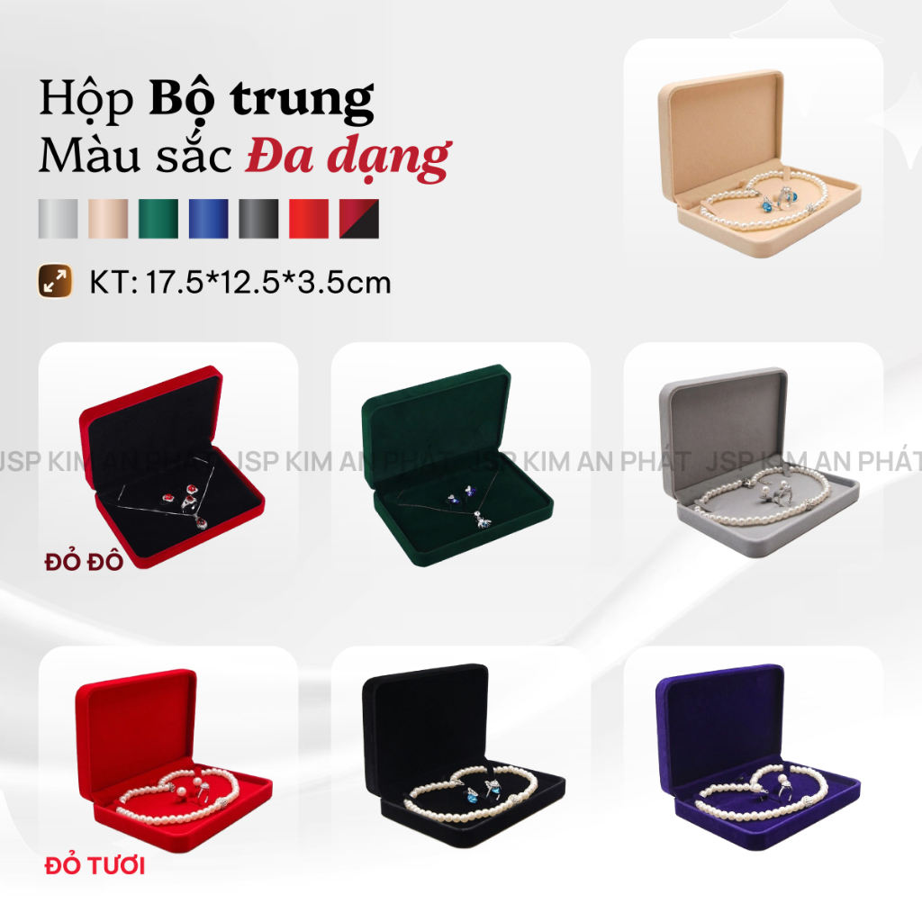 Hộp đựng trang sức Bộ Trung nỉ nhung nhận in Logo hộp đựng nhẫn dây chuyên lăc tay hộp đựng nữ trang