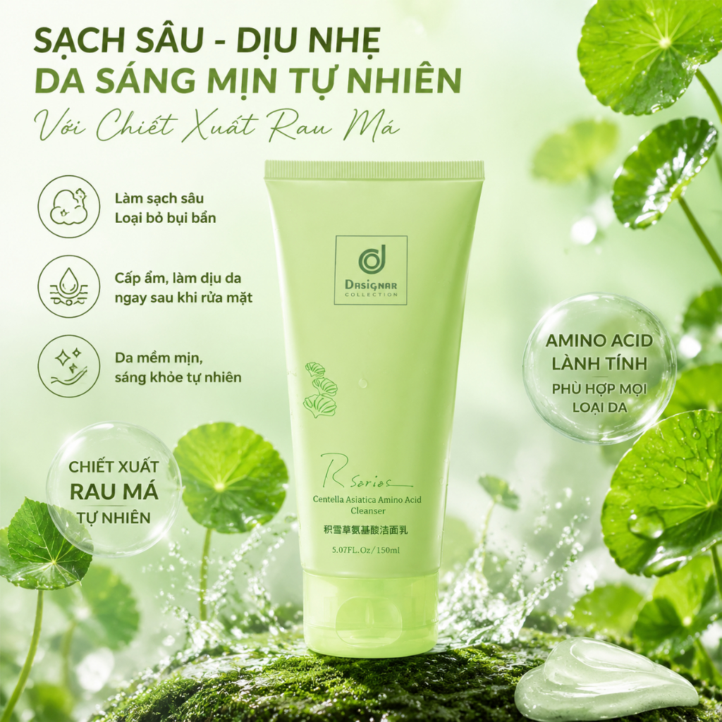 Sữa Rửa Mặt Rau Má Amino Acid – Làm Sạch Sâu, Dịu Nhẹ, Dưỡng Ẩm Da, Phù Hợp Mọi Loại Da