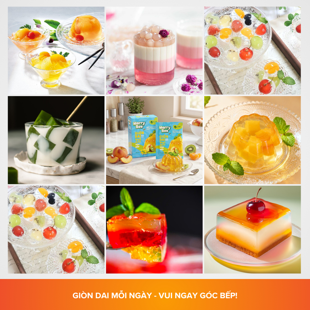 COMBO 2 Hộp Bột Rau Câu Merry Bee Cao Cấp | Trong Vắt - Chuẩn Nghệ Nhân - Thạch 3D, Trà Sữa
