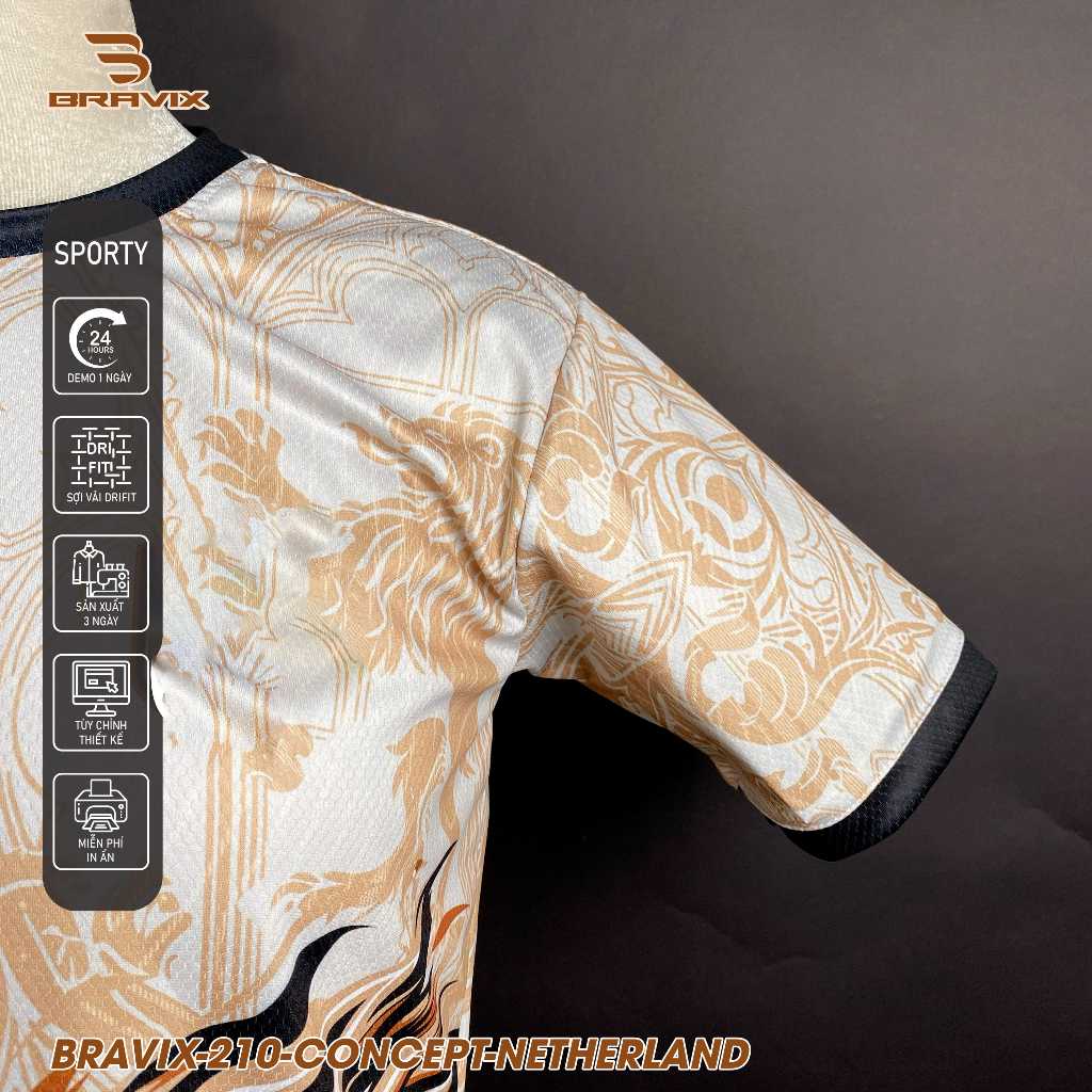 BRAVIX ÁO KHÔNG LOGO Gold Lion – Concept Sư Tử, Thiết Kế RIÊNG, Vải Mè Caro Dri-FIT Cao Cấp, Size S–2XL