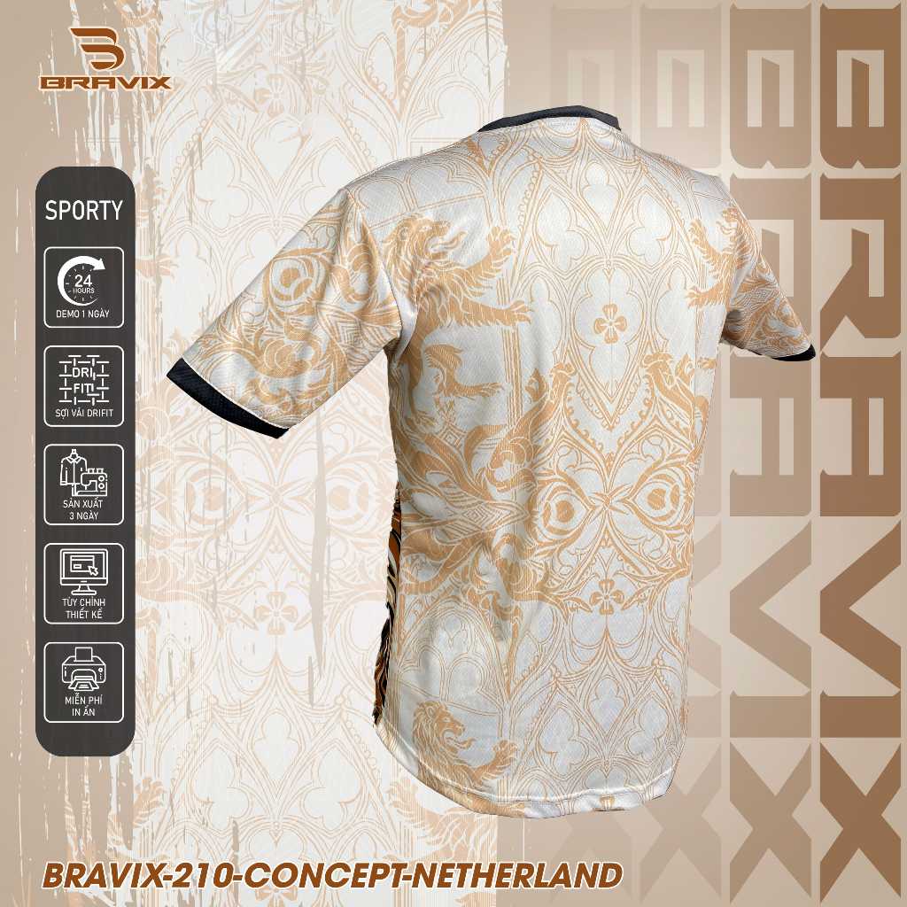BRAVIX ÁO KHÔNG LOGO Gold Lion – Concept Sư Tử, Thiết Kế RIÊNG, Vải Mè Caro Dri-FIT Cao Cấp, Size S–2XL