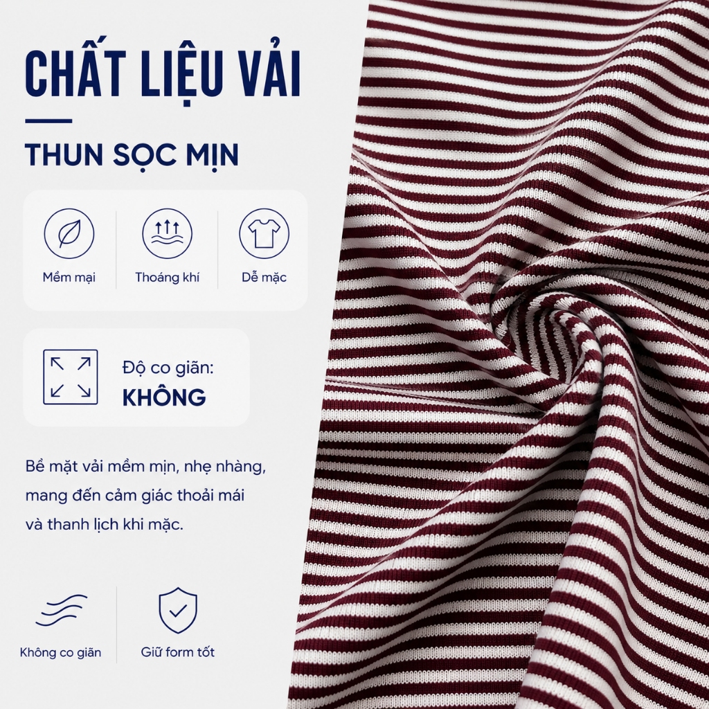 Áo Thun Nữ Babytee GUMAC Form Ôm Cổ Tròn Tay Ngắn Basic Chất Sọc Mịn Co Giãn Thoải Mái LATG05051