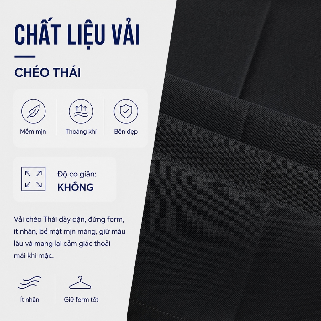 Quần Tây Ống Rộng Nữ, Phía Trước Có Chiết Ly Có Túi Xéo 2 Bên Cài Nút Cơ Bản Thời Trang GUMAC LQF0906