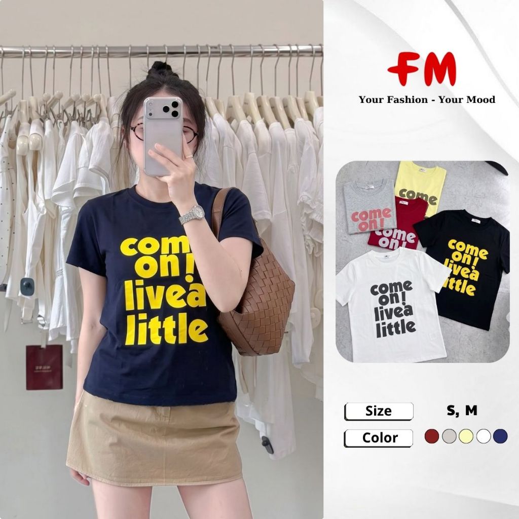 Áo Phông Nữ FMSTYLE In Chữ COME ON Tay Ngắn Form Suông Basic Dễ Phối Đồ 26060270