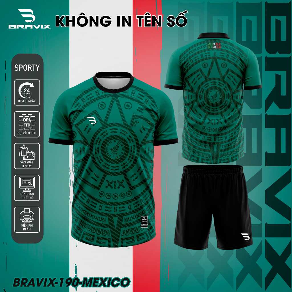 Áo Không Logo Bravix Bộ Quần Áo Bóng Đá Thiết Kế Hiện Đại Chất Liệu VẢI MÈ CARO DRIFIT Cao Cấp Thấm Hút