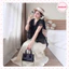Set bộ nữ sang chảnh áo voan nữ 2 lớp bèo phối chân váy dài vải tuyết nhung cao cấp (Tặng kèm quà) - MeoStoree