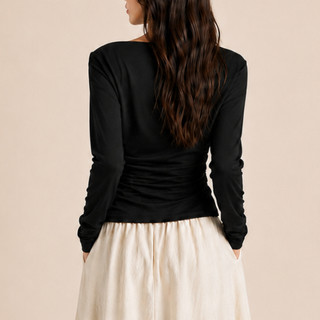 [HỎA TỐC] Áo Thun Nữ Trễ Vai Nhún Eo Form Ôm Tôn Dáng Phong Cách Hàn Quốc | Flow Drape Shoulder Top