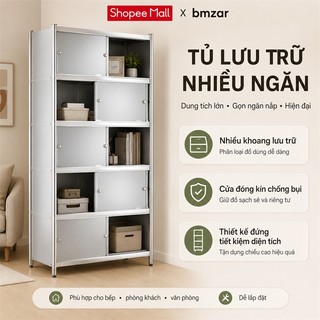 Tủ bếp inox Kệ đựng đồ đa năng nhà bếp Kệ tủ đa năng Cửa trượt chống bụi và chống trượt
