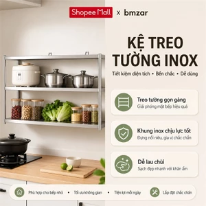Kệ inox Cao cấp Treo tường Kệ lò vi sóng 2 tầng Có thể chịu tải 200kg Kệ để đồ nhà bếp inox