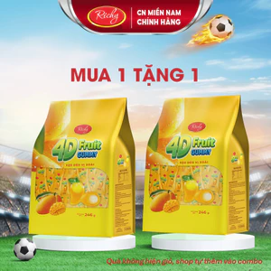 Kẹo Dẻo Richy 4D Fruit Gummies 246g Sốt Trái Cây Tươi Vị Đào/ Xoài Ngọt Ngào Date t11/2026