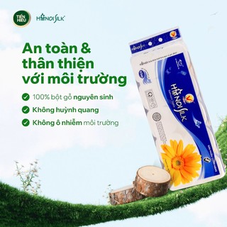Giấy Vệ Sinh HaNoi Silk Xanh Dương 3 Lớp, Bịch 10 Cuộn Không Lõi Mềm Mịn, Tan Ngay Trong Nước