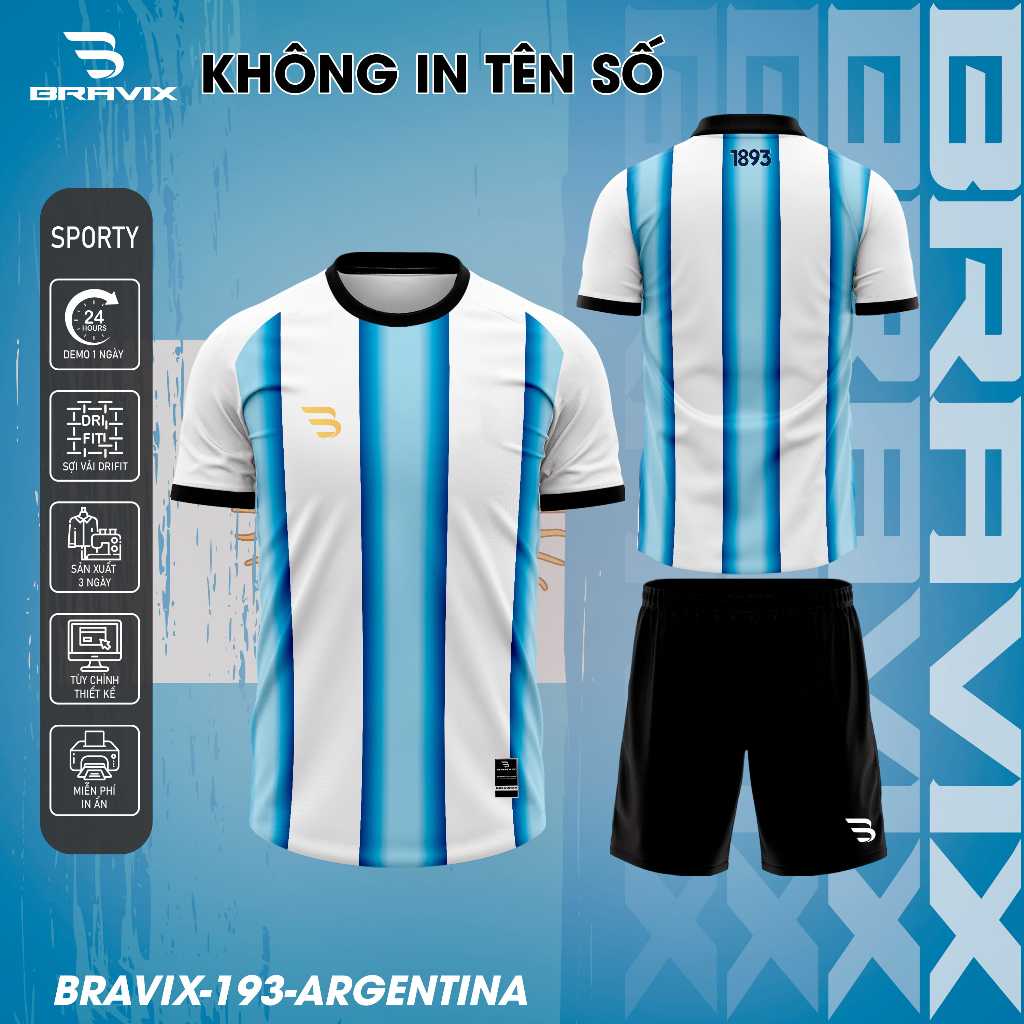 Áo Không Logo Bravix Bộ Quần Áo Bóng Đá Thiết Kế Hiện Đại Chất Liệu VẢI MÈ CARO DRIFIT Cao Cấp Thấm Hút