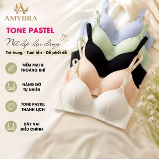 Áo ngực nữ không gọng, Áo lót nữ sinh mặc áo dài cotton mút mỏng mềm mại AMYBRA A409