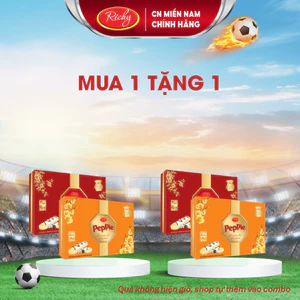 Hộp Bánh Bông Lan phủ socola Peppie Richy Hoàng Kim, Phú Quý - Hộp Giấy 468g
