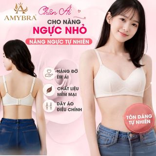 Áo ngực học sinh cấp 2, 3 không gọng, Áo lót nữ sinh mặc áo dài cotton mút mỏng mềm mại AMYBRA A409