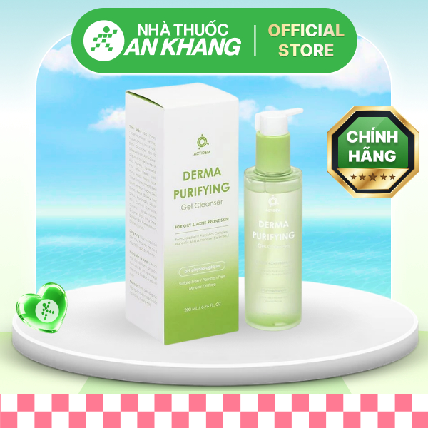Gel rửa mặt Actidem Derma Purifying làm sạch bụi bẩn cho da dầu mụn chai 200ml [Nhà Thuốc An Khang - Chính Hãng 100%]