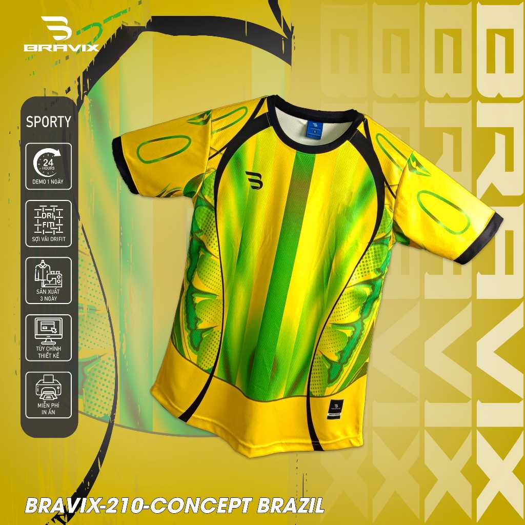 BRAVIX ÁO KHÔNG LOGO Samba Gold – Bộ Quần Áo Bóng Đá Thiết Kế Độc Quyền, Concept Riêng, Chất Liệu Dri-FIT Cao Cấp, Thấm-