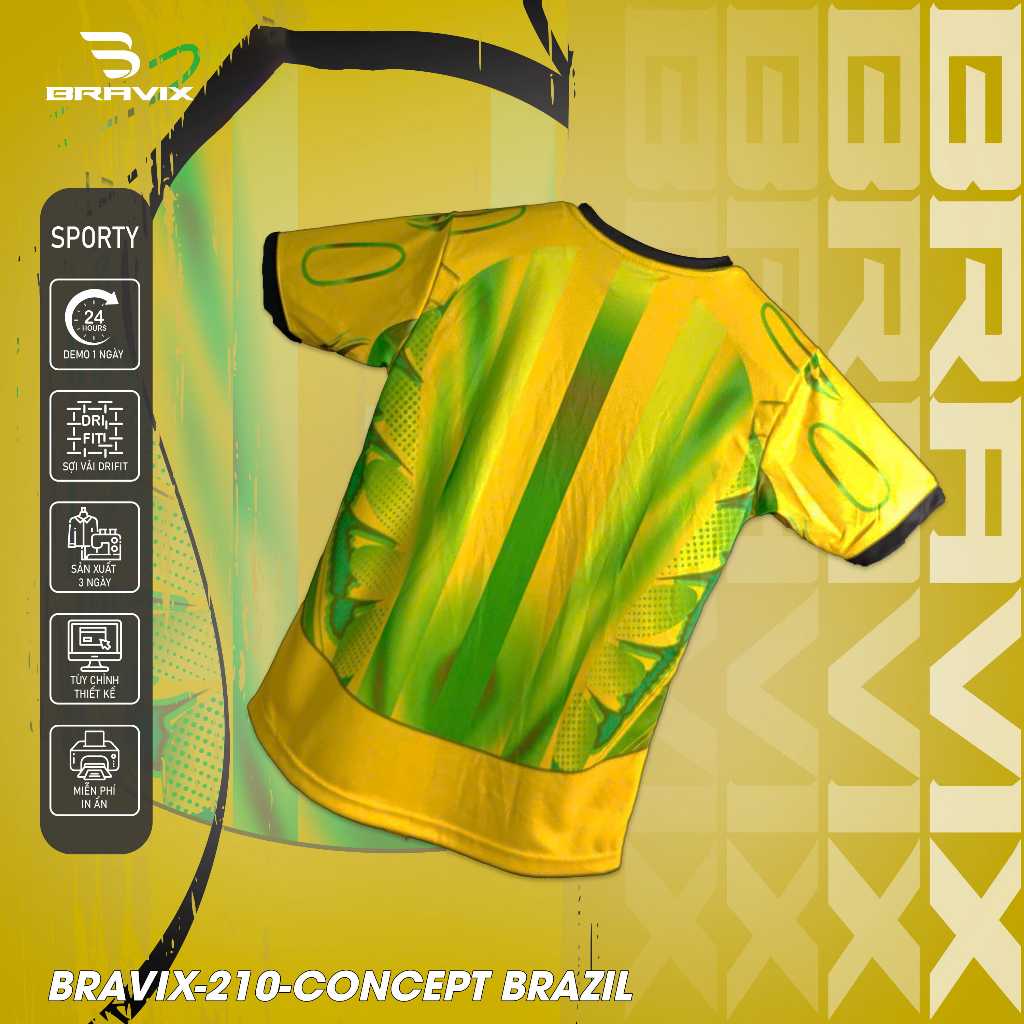 BRAVIX ÁO KHÔNG LOGO Samba Gold – Bộ Quần Áo Bóng Đá Thiết Kế Độc Quyền, Concept Riêng, Chất Liệu Dri-FIT Cao Cấp, Thấm-