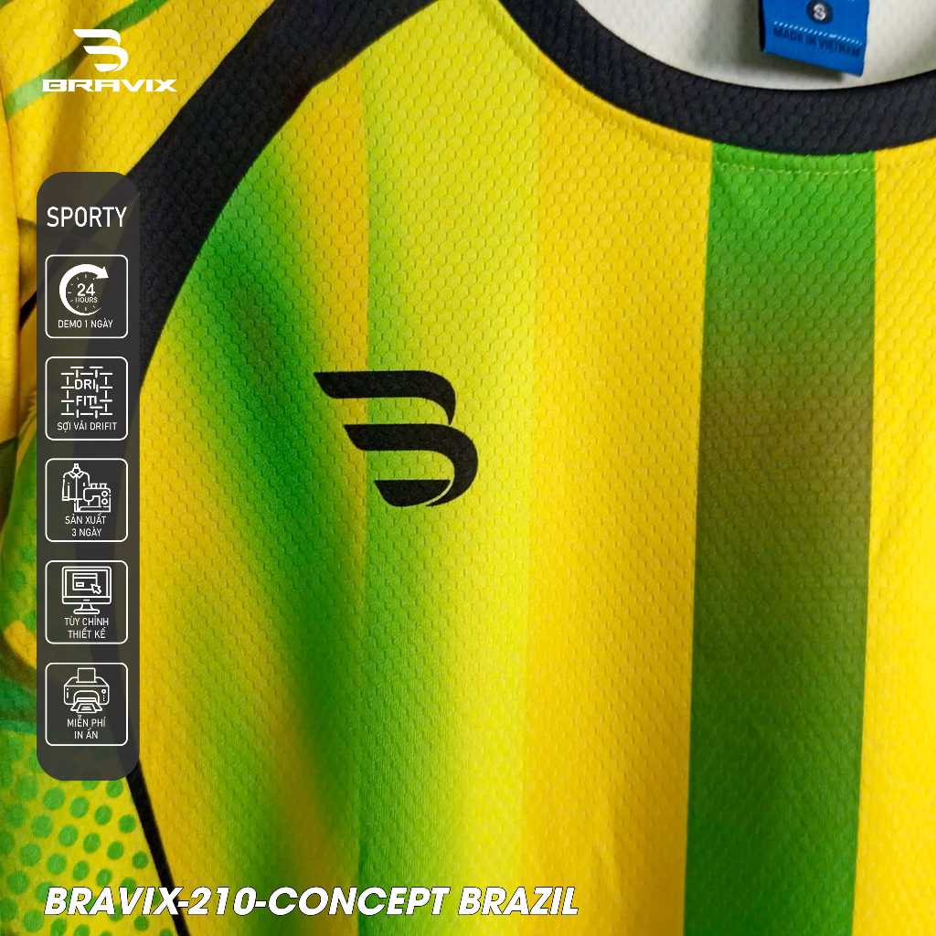 BRAVIX ÁO KHÔNG LOGO Samba Gold – Bộ Quần Áo Bóng Đá Thiết Kế Độc Quyền, Concept Riêng, Chất Liệu Dri-FIT Cao Cấp, Thấm-