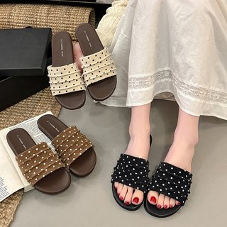 [CHÂN MẬP TĂNG 1 SZ] Dép Nữ Thời Trang Họa Tiết Chấm Bi Trang Trí  Phong Cách Dễ Thương Mã L166