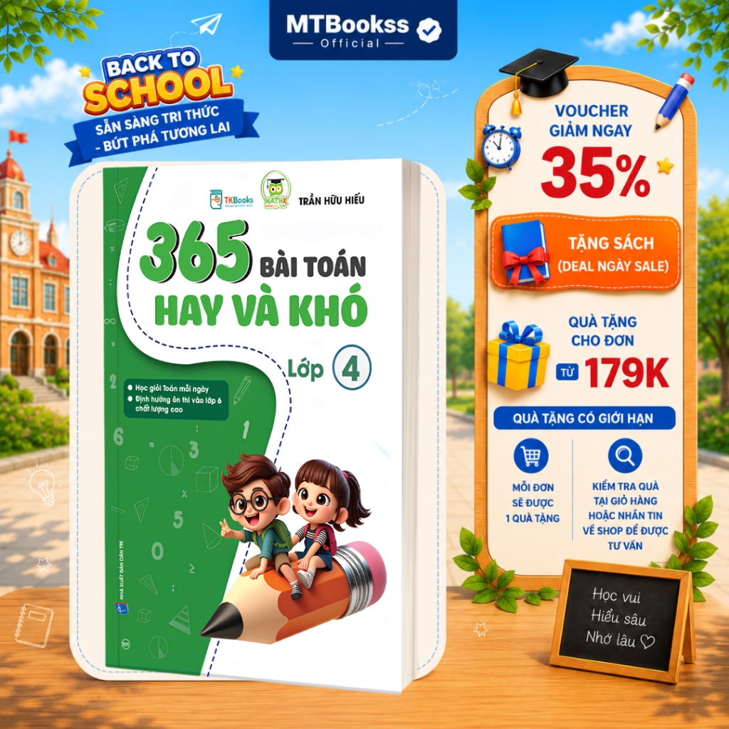 Sách - 365 Bài Toán Hay Và Khó Lớp 4 - Thầy Trần Hữu Hiếu - MCBooks