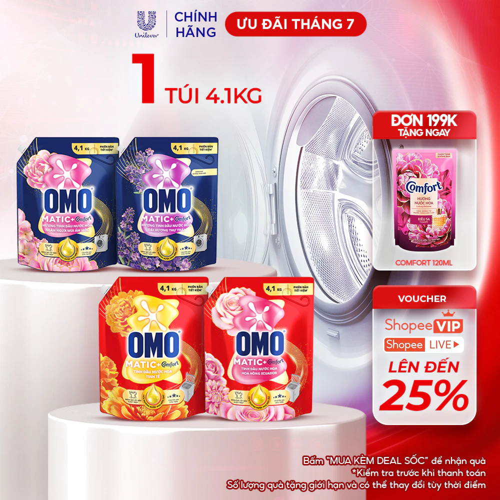Nước giặt OMO Matic 4.1kg (Túi)