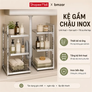 Kệ để xoong nồi inox Kệ Nhà Bếp đựng đồ Nó có thể chịu được trọng lượng 100kg Chiều cao có thể điều chỉnh