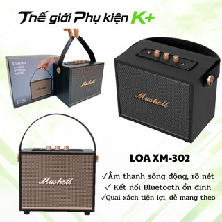 Loa Retro XM-302 Mini Vỏ Gỗ, Nghe Nhạc FM, USB, Thẻ Nhớ, Pin 1200mAh, Bass Mạnh, Decor Đẹp