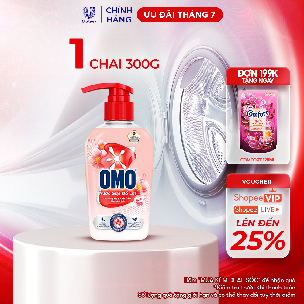 Nước Giặt Đồ Lót OMO Hương Hoa Anh Đào Thanh Lịch 300G