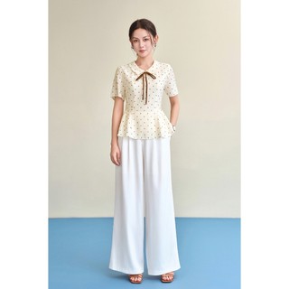 Áo Kiểu Nữ LAMER FASHION Dáng Peplum Cộc Tay Cổ Bẻ Nơ Cổ Công Sở BSTV O61B26H012