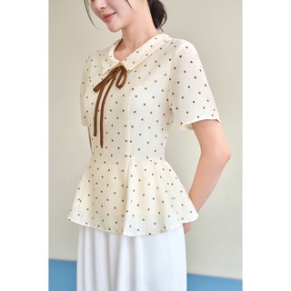 Áo Kiểu Nữ LAMER FASHION Dáng Peplum Cộc Tay Cổ Bẻ Nơ Cổ Công Sở BSTV O61B26H012