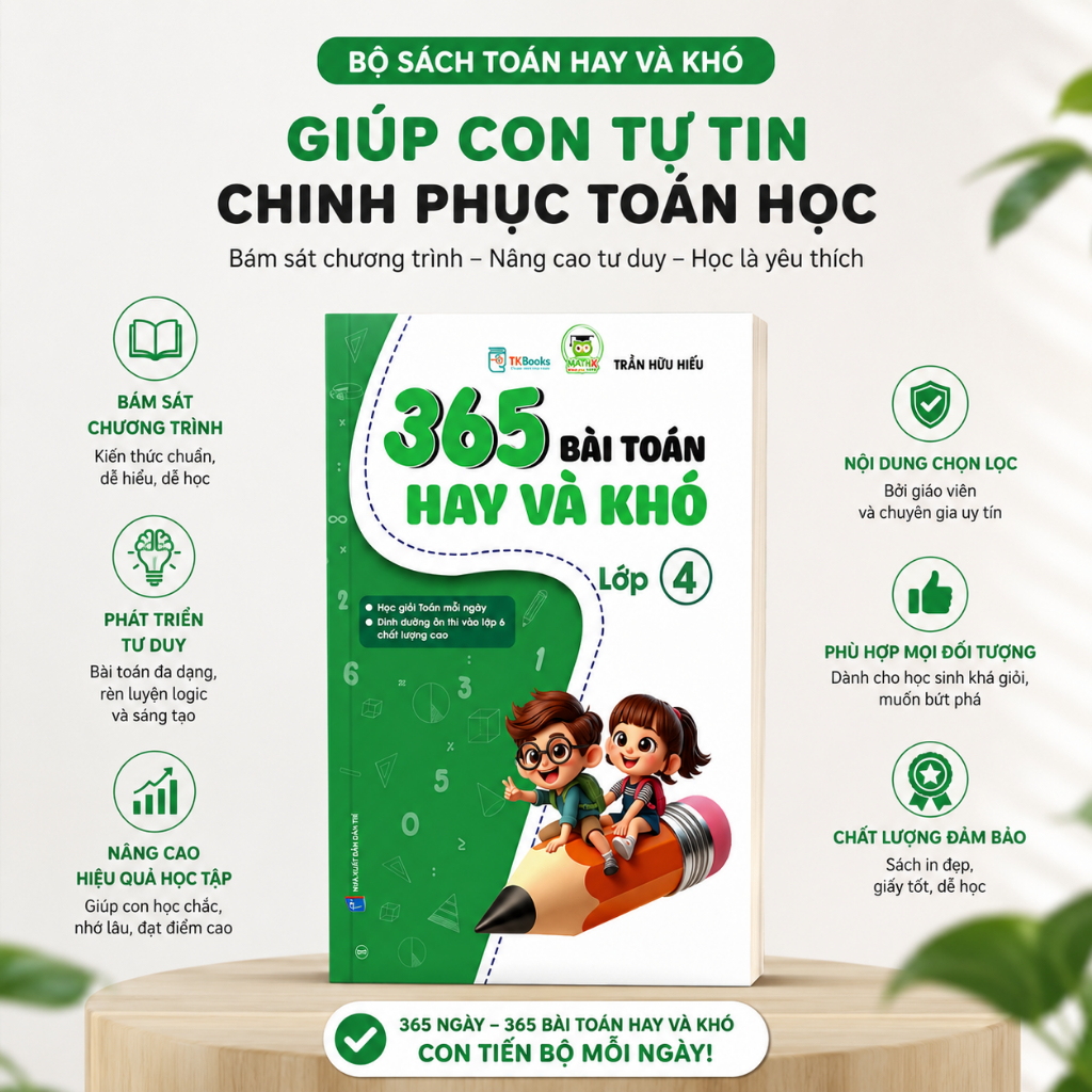 Sách - 365 Bài Toán Hay Và Khó Lớp 4 - Thầy Trần Hữu Hiếu - MCBooks