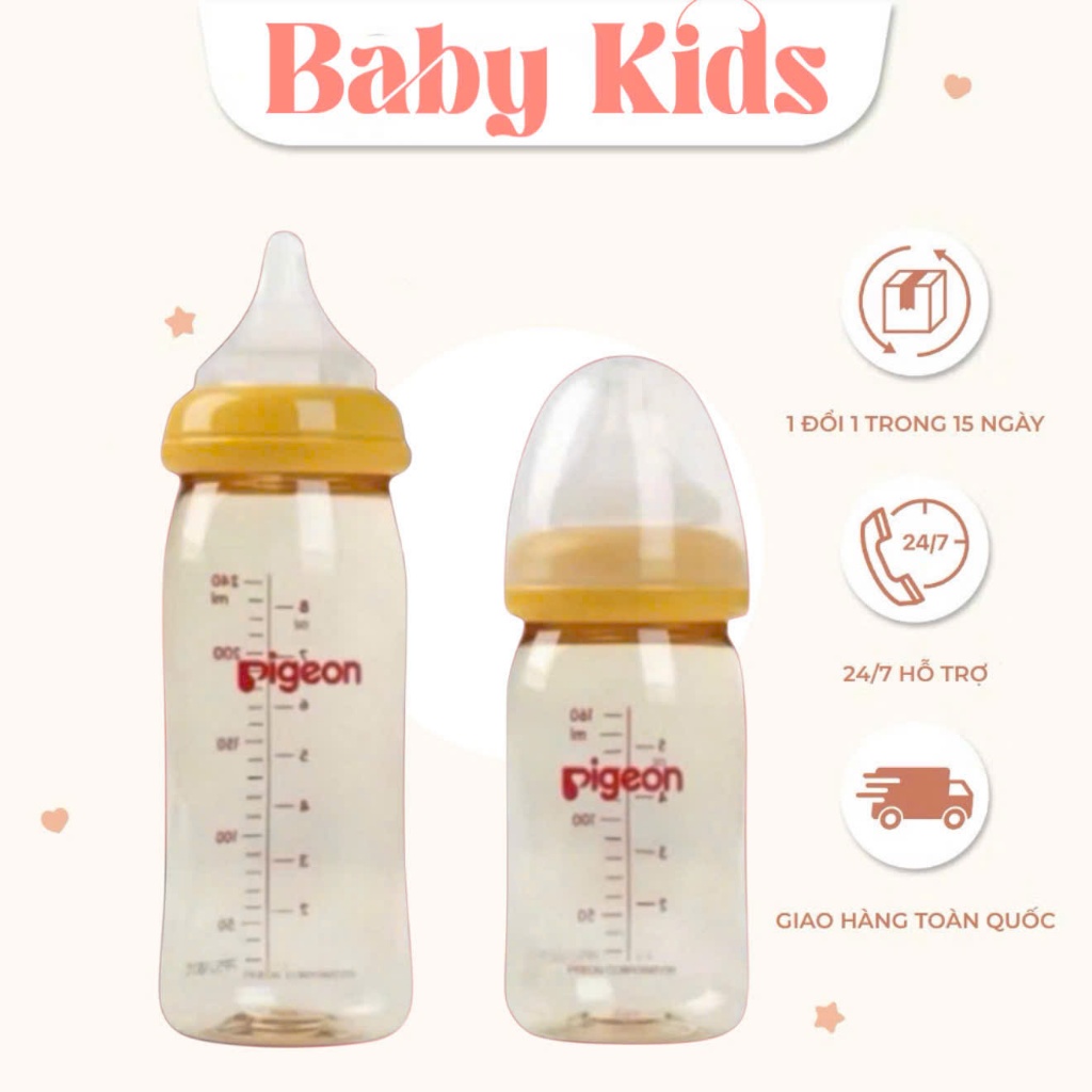 [LIVE] Bình Sữa Pigeon PP Núm Ti Silicone Siêu Mềm Chống Sặc Cho Bé - Bibo Mart