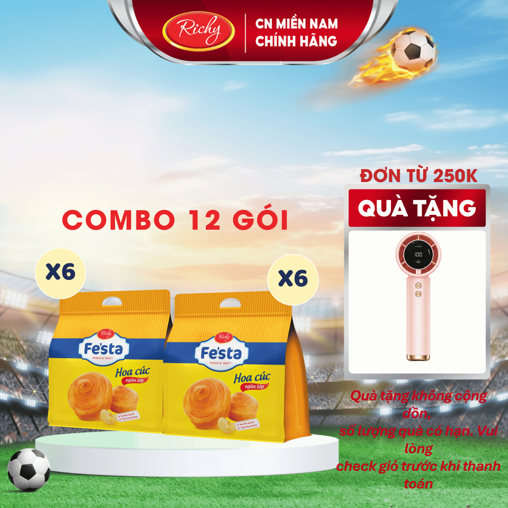 [ TẶNG QUẠT ĐƠN TỪ 250K]Combo 10 - 12 Bịch Bánh Mì Hoa Cúc, Bịch 3 Bánh, Bánh ăn sáng, Bánh kẹo Richy - HSD 35 ngày