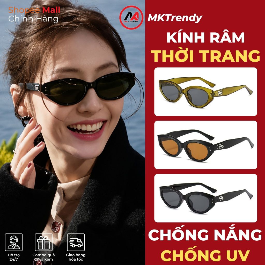Kính râm mắt mèo MKTRENDY kính mát chống tia UV thời trang nam nữ phong cách Hàn Quốc sang trọng T838