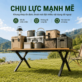 Bộ bàn ghế cắm trại gấp gọn, siêu bền, chịu nhiệt, chống ăn mòn – dành cho dã ngoại, du lịch, BBQ【Chịu tải 300KG】