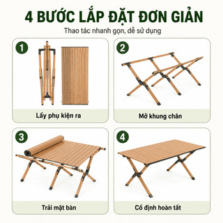 Bộ bàn ghế cắm trại gấp gọn, siêu bền, chịu nhiệt, chống ăn mòn – dành cho dã ngoại, du lịch, BBQ【Chịu tải 300KG】