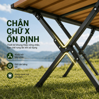 Bộ bàn ghế cắm trại gấp gọn, siêu bền, chịu nhiệt, chống ăn mòn – dành cho dã ngoại, du lịch, BBQ【Chịu tải 300KG】