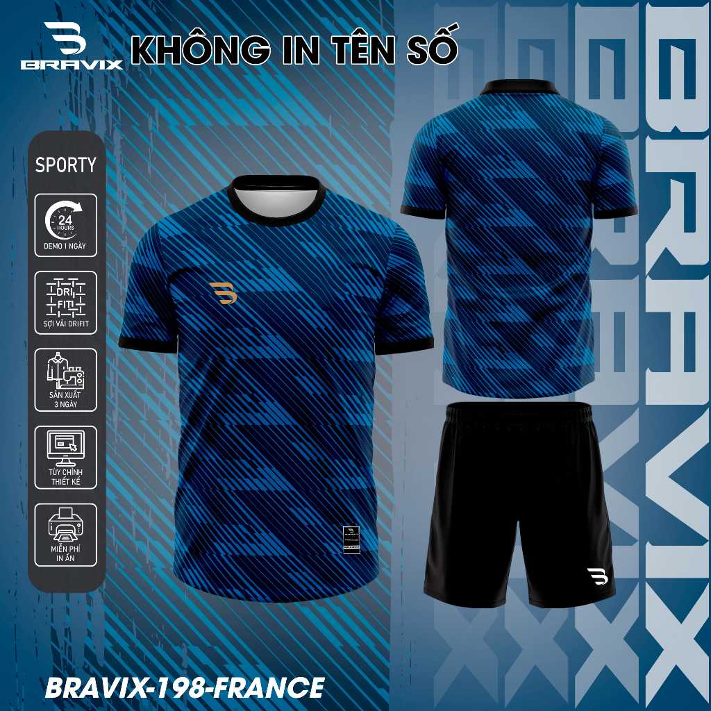 Áo Không Logo Bravix Bộ Quần Áo Bóng Đá Thiết Kế Hiện Đại Chất Liệu MÈ CARO DRIFIT Cao Cấp Thấm Hút Mồ Hôi T