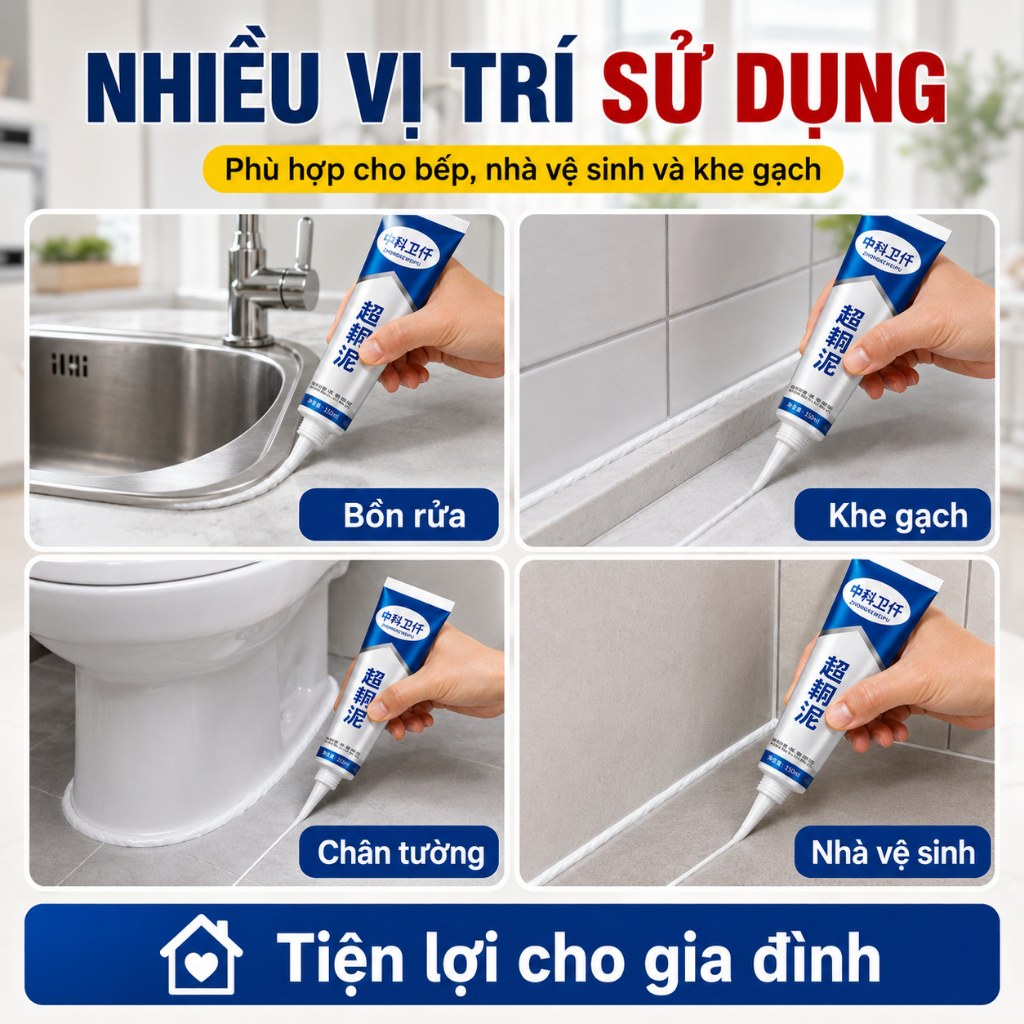 Keo Trám Khe Chống Thấm 150ml｜Dùng Cho Bếp, Nhà Vệ Sinh, Bồn Rửa｜Dễ Thi Công｜Mua 2 Tặng 1