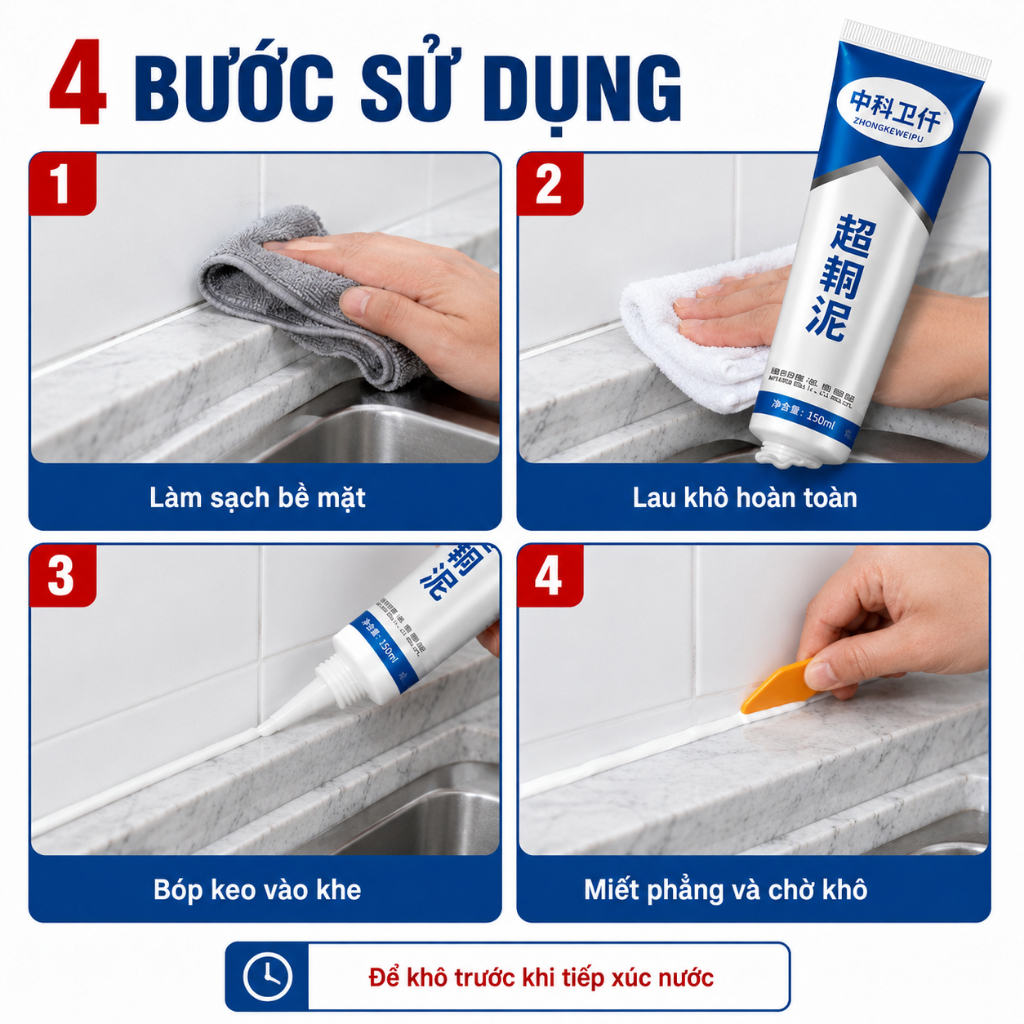 Keo Trám Khe Chống Thấm 150ml｜Dùng Cho Bếp, Nhà Vệ Sinh, Bồn Rửa｜Dễ Thi Công｜Mua 2 Tặng 1
