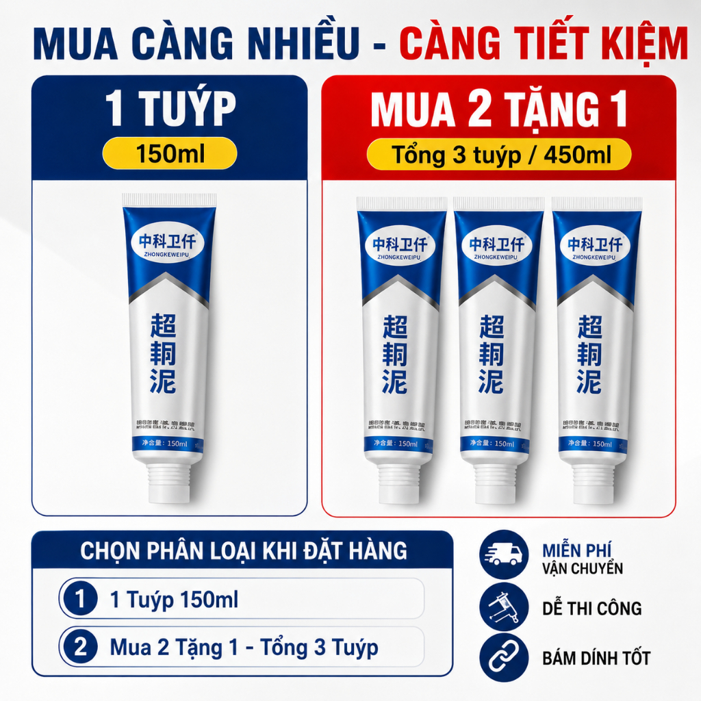 Keo Trám Khe Chống Thấm 150ml｜Dùng Cho Bếp, Nhà Vệ Sinh, Bồn Rửa｜Dễ Thi Công｜Mua 2 Tặng 1