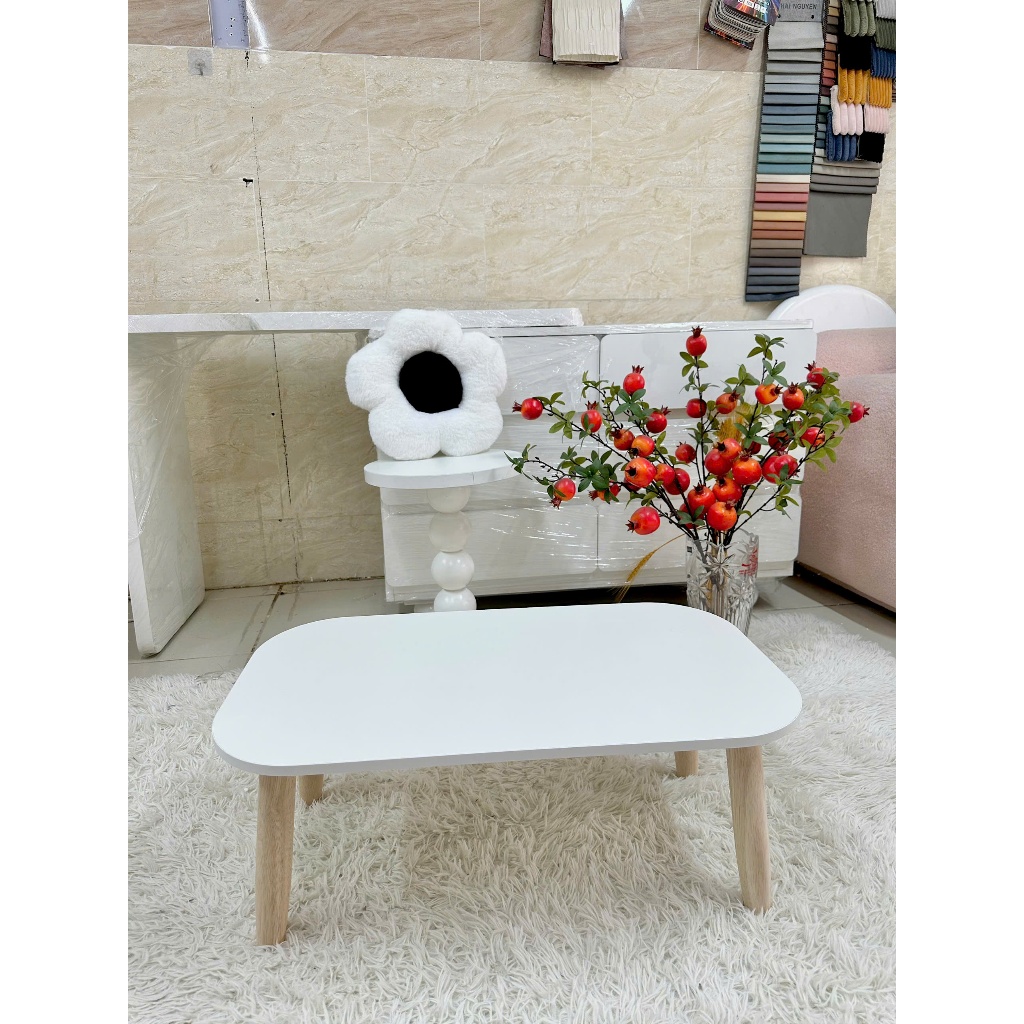 Bàn học mini mặt gỗ chân gỗ thông minh NHU Y DECOR ngồi bệt để giường laptop xếp gọn kích thước 68x39cm hiện đại