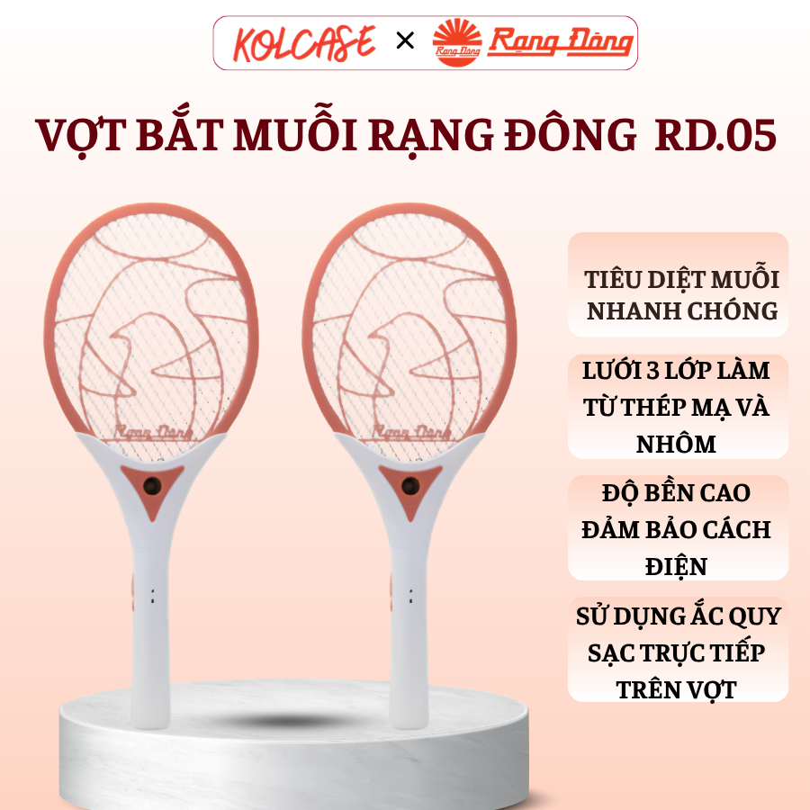 Vợt Muỗi Rạng Đông RD.05, Tích Hợp Đèn Báo Sạc, Bắt Muỗi, Côn Trùng Nhanh Chóng, An Toàn Khi Sử Dụng
